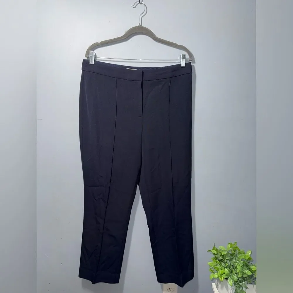 Tory Burch Women’s Navy Blue Seamed Twill Straight Leg Pants Size 12 EUC career